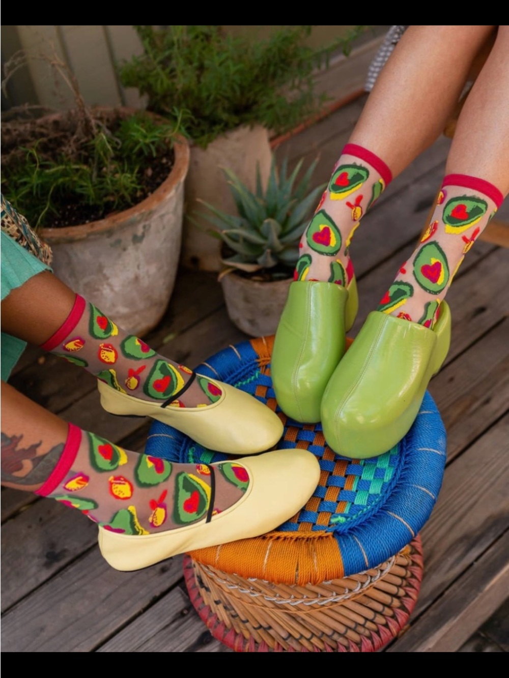 Avocado Lover Sheer Crew Print Socks. Price Firm.